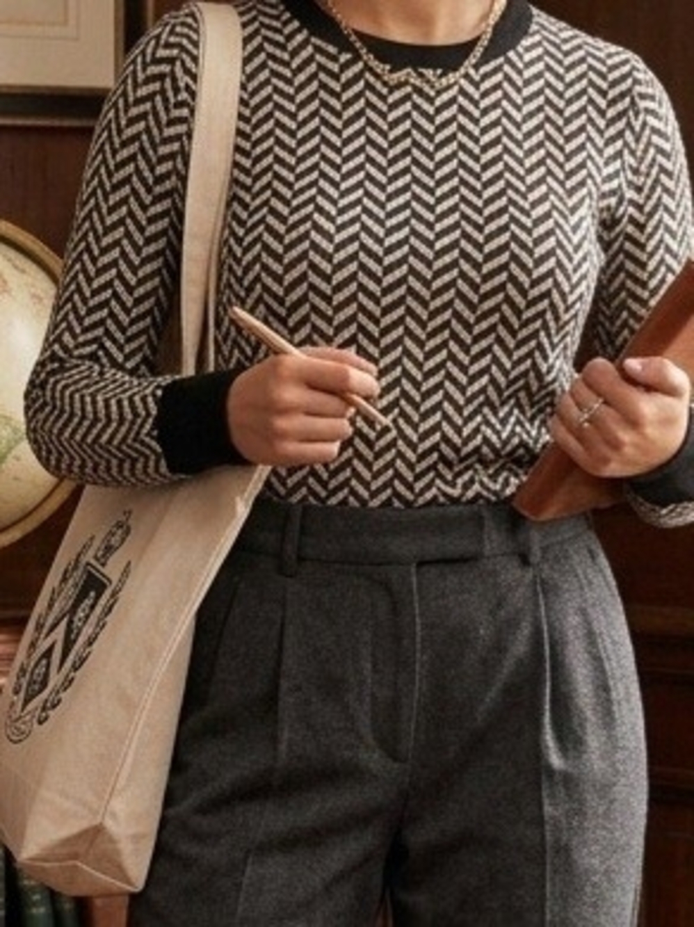 Black & White Chevron Knit Sweater